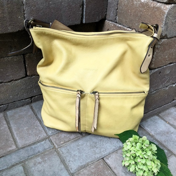 yellow leather tote